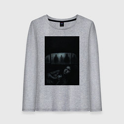 Лонгслив хлопковый женский Девушка прячется в машине ужасы триллер, цвет: меланж