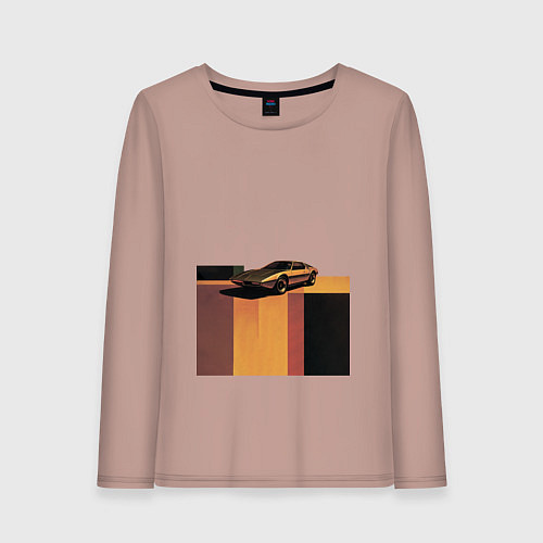 Женский лонгслив Ретрофутуризм спорткар поп-арт 1970-е / Пыльно-розовый – фото 1