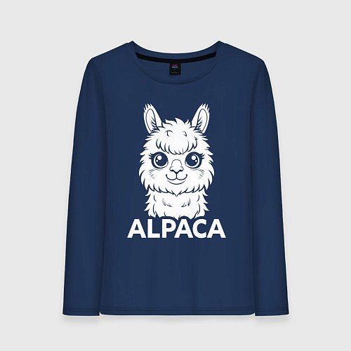 Женский лонгслив Альпака с большими глазами / Тёмно-синий – фото 1