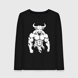 Лонгслив хлопковый женский Мускулистый минотавр, цвет: черный