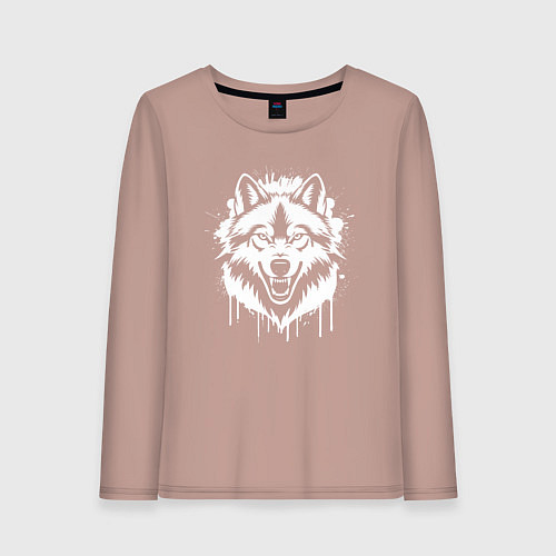 Женский лонгслив Волк в ярости / Пыльно-розовый – фото 1