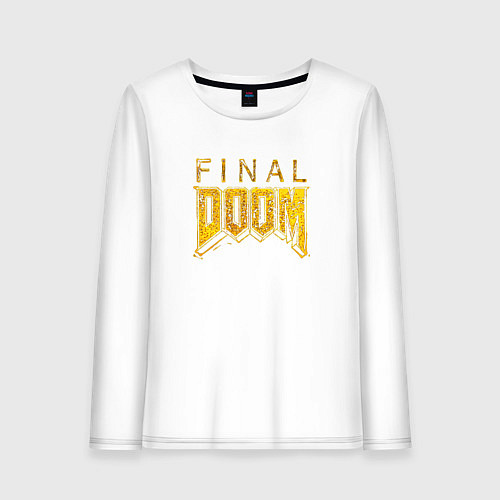 Женский лонгслив Doom final gold logo / Белый – фото 1