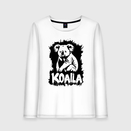Женский лонгслив Коала черное граффити / Белый – фото 1