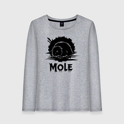 Лонгслив хлопковый женский Крот в круге, цвет: меланж