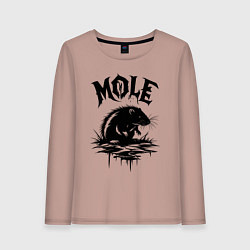 Лонгслив хлопковый женский Крот граффити, цвет: пыльно-розовый