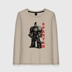Лонгслив хлопковый женский Спартанец комический десантник, цвет: миндальный