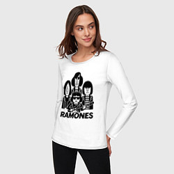 Лонгслив хлопковый женский Ramones силуэты, цвет: белый — фото 2