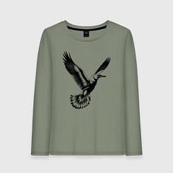 Лонгслив хлопковый женский Полет чайки, цвет: авокадо