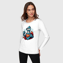 Лонгслив хлопковый женский Super Bender - ai art meme fantasy, цвет: белый — фото 2