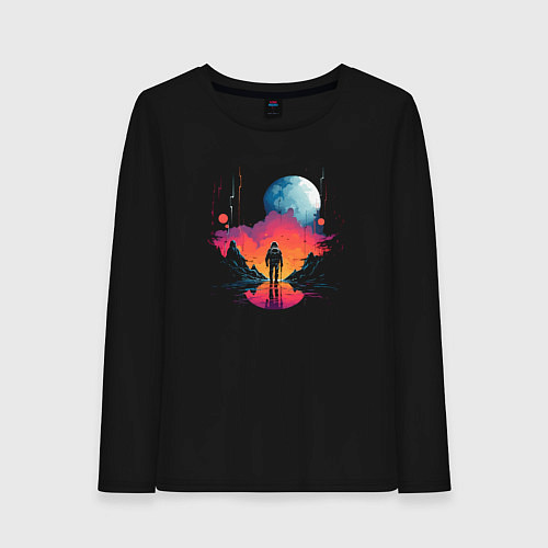 Женский лонгслив Walk in space / Черный – фото 1