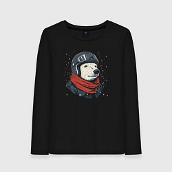 Лонгслив хлопковый женский Мишка авиатор, цвет: черный
