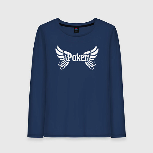Женский лонгслив Покер с крыльями / Тёмно-синий – фото 1