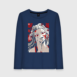 Лонгслив хлопковый женский Клинок, рассекающий демонов Даки, цвет: тёмно-синий