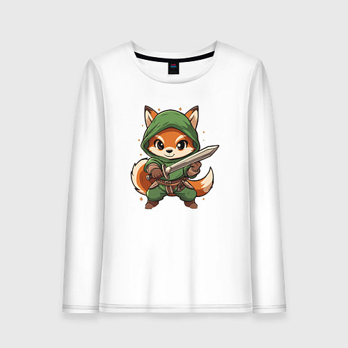 Женский лонгслив Лисёнок с мечом / Белый – фото 1