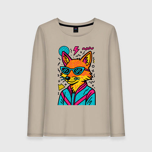 Женский лонгслив Лиса поп арт / Миндальный – фото 1