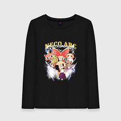 Женский лонгслив Некоарк - Cat metal - only black - anime meme