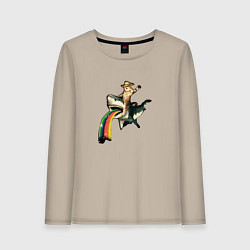 Женский лонгслив Кот верхом на акуле