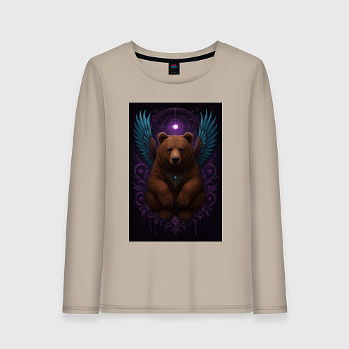 Женский лонгслив Духовный медведь / Миндальный – фото 1