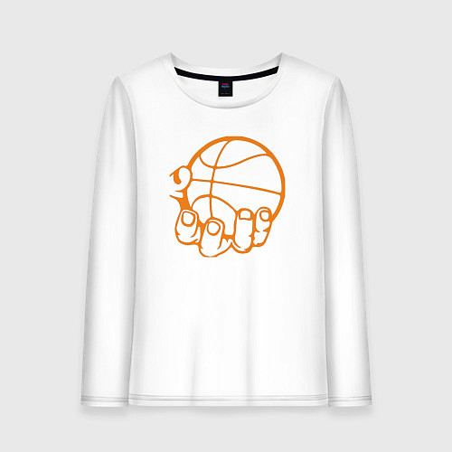 Женский лонгслив Баскетбольный мяч в руке / Белый – фото 1
