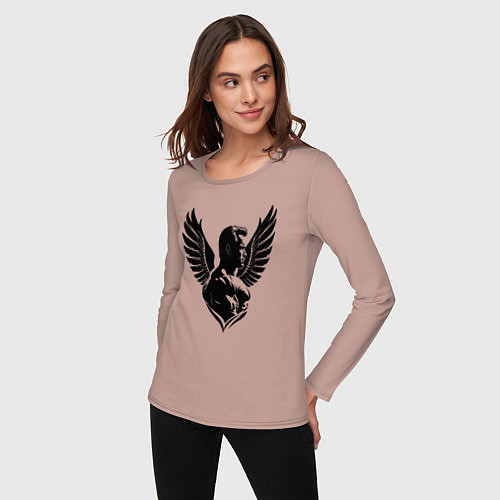 Женский лонгслив Арнольд Шварценеггер с крыльями / Пыльно-розовый – фото 3