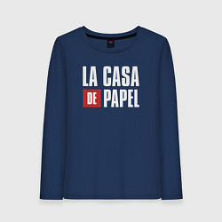 Лонгслив хлопковый женский La casa de papel, цвет: тёмно-синий