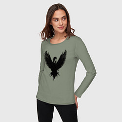 Лонгслив хлопковый женский Крылатый Чак Норрис, цвет: авокадо — фото 2
