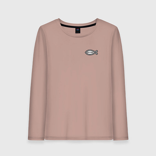 Женский лонгслив Спаси и сохрани фигурный текст / Пыльно-розовый – фото 1