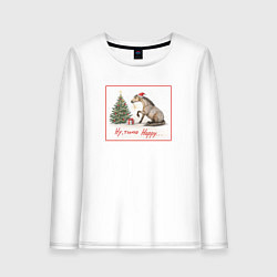 Лонгслив хлопковый женский Хэппи, цвет: белый