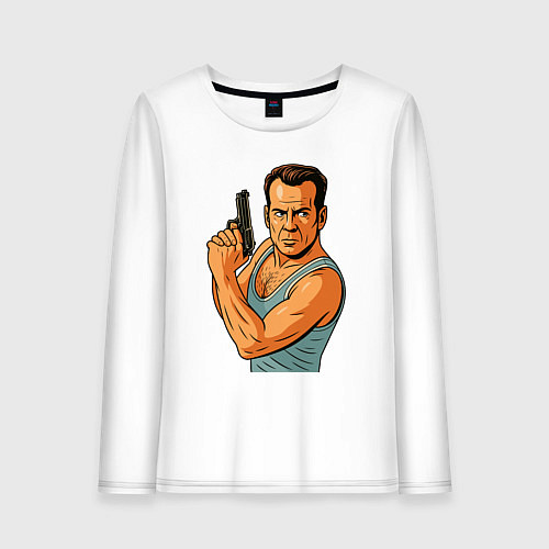 Женский лонгслив Брюс Уиллис / Белый – фото 1