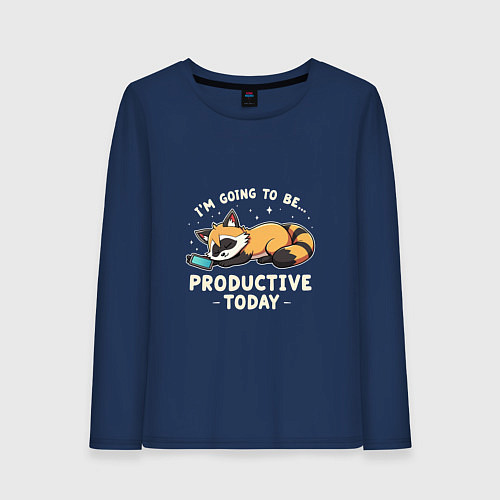 Женский лонгслив Супер продуктивный енот / Тёмно-синий – фото 1