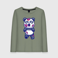Лонгслив хлопковый женский Зомби панда, цвет: авокадо