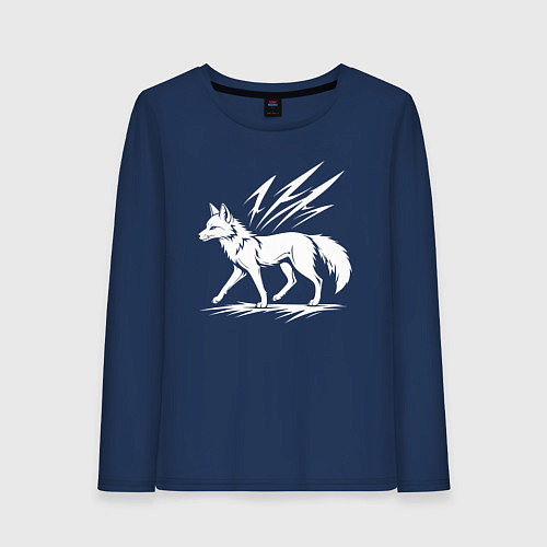 Женский лонгслив Лисица с молниями / Тёмно-синий – фото 1