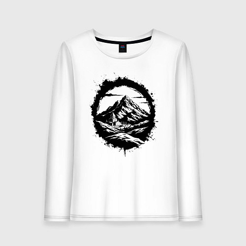 Женский лонгслив Гора и храм в круге / Белый – фото 1