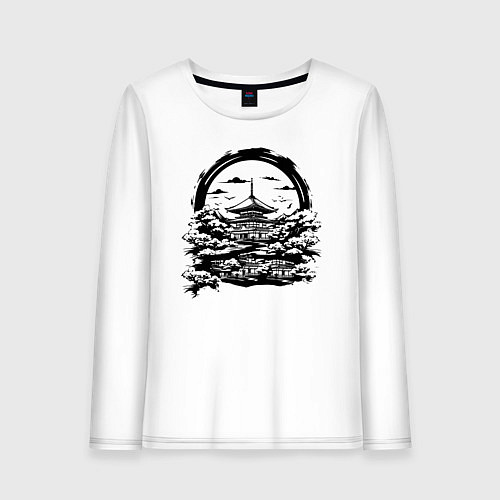 Женский лонгслив Японская пагода / Белый – фото 1
