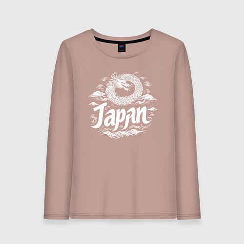 Женский лонгслив Японский круглый дракон / Пыльно-розовый – фото 1