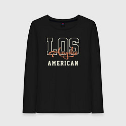 Лонгслив хлопковый женский Los Angeles american, цвет: черный