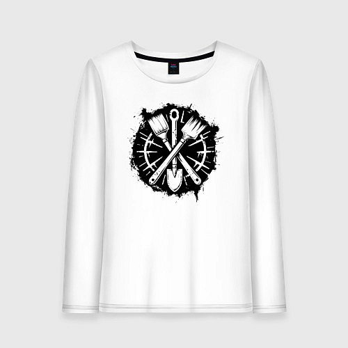 Женский лонгслив Лопатка и кисточки / Белый – фото 1