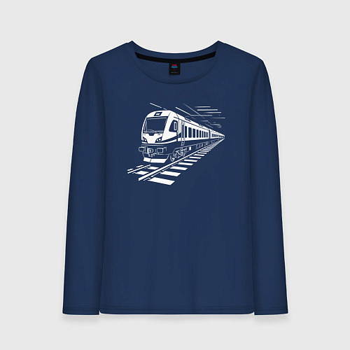 Женский лонгслив Скоростной поезд / Тёмно-синий – фото 1