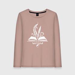 Лонгслив хлопковый женский Вдохновение в строках, цвет: пыльно-розовый