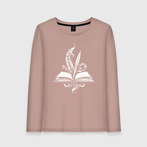 Женский лонгслив Вдохновение в строках / Пыльно-розовый – фото 1