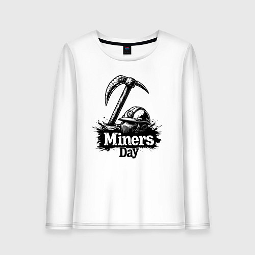 Женский лонгслив День шахтера шлем и кирка / Белый – фото 1