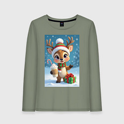 Женский лонгслив Милый мультяшный олень