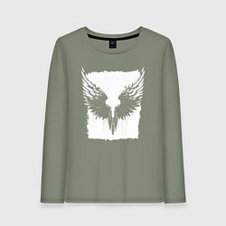 Лонгслив хлопковый женский Глитч крыльев, цвет: авокадо