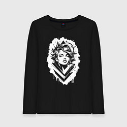 Лонгслив хлопковый женский Поп-арт дива, цвет: черный