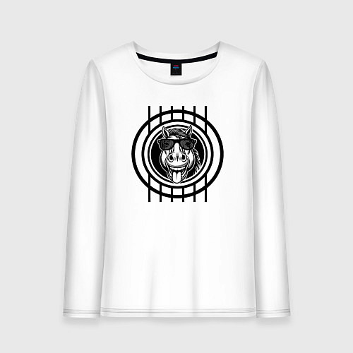 Женский лонгслив Веселая лошадь года / Белый – фото 1