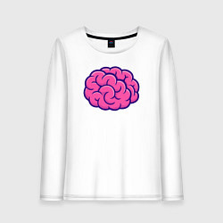 Лонгслив хлопковый женский Розовый мозг, цвет: белый
