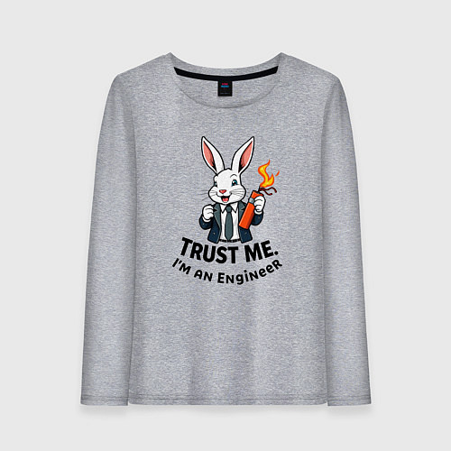 Женский лонгслив Кролик с динамитом - Trust me im an engineer / Меланж – фото 1