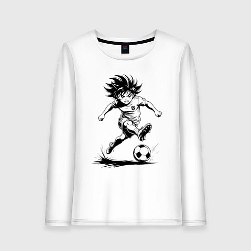 Женский лонгслив Футбольная атака аниме / Белый – фото 1