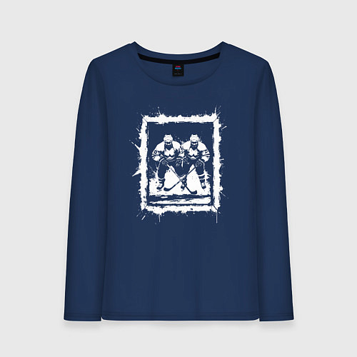 Женский лонгслив Дуэль на льду / Тёмно-синий – фото 1