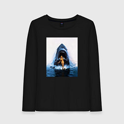 Лонгслив хлопковый женский Челюсти, цвет: черный